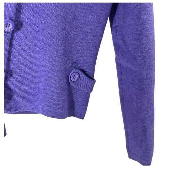 100% Italian Merino Wool Vintage Purple Cardigan Sweater Shawl Collar Size S - Picture 4 of 6
